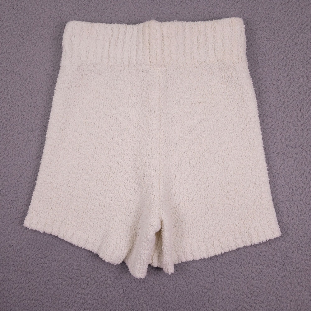 Skims Cozy Knit Shorts Womens M Cream White High Waisted Loungewear Boucle Teddy - Picture 3 of 9